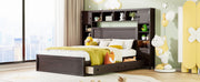 DreamHaus cabinet bed with integrated shelf, storage cabinet, and built-in sockets, showcasing a modern space-saving design.