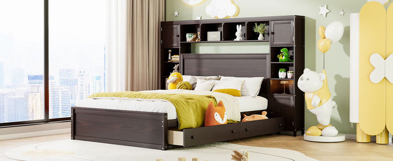 DreamHaus cabinet bed with integrated shelf, storage cabinet, and built-in sockets, showcasing a modern space-saving design.