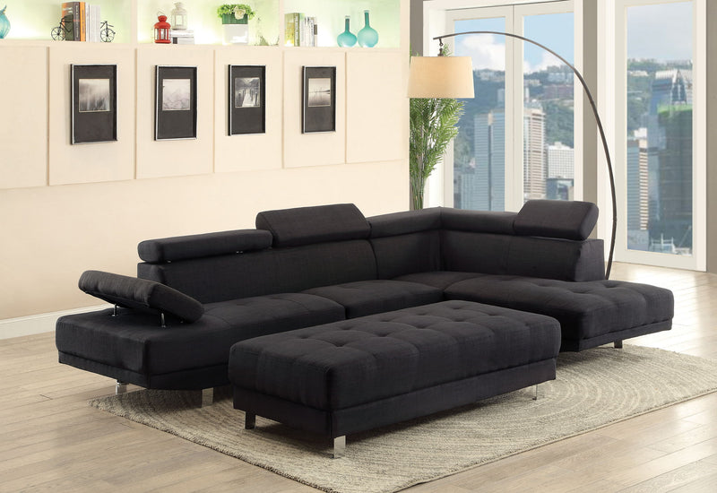Glory Furniture Riveredge Comfort Sectional sofa with plush cushions and neutral upholstery in a modern living room setting.
