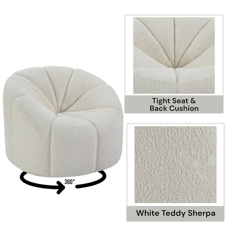 Osmash - Chair With Swivel - White Teddy Sherpa - R&R Furniture Gallery (Fountain Valley, CA)