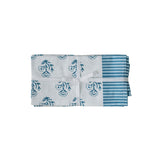 Set of four TOV Furniture Crissy cotton canvas printed napkins featuring blue vintage floral design.