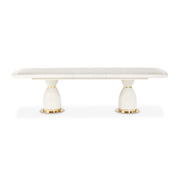Lisbon - Double Pedestal Dining Table - Silken Matte Cream - R&R Furniture Gallery (Fountain Valley, CA)