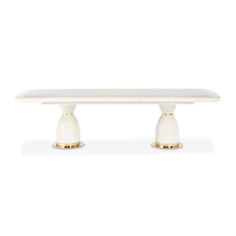 Lisbon - Double Pedestal Dining Table - Silken Matte Cream - R&R Furniture Gallery (Fountain Valley, CA)