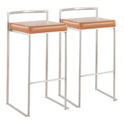 Lumi Source Fuji contemporary stackable barstool set with sleek design and modern metal frame, ideal for kitchen or bar area.