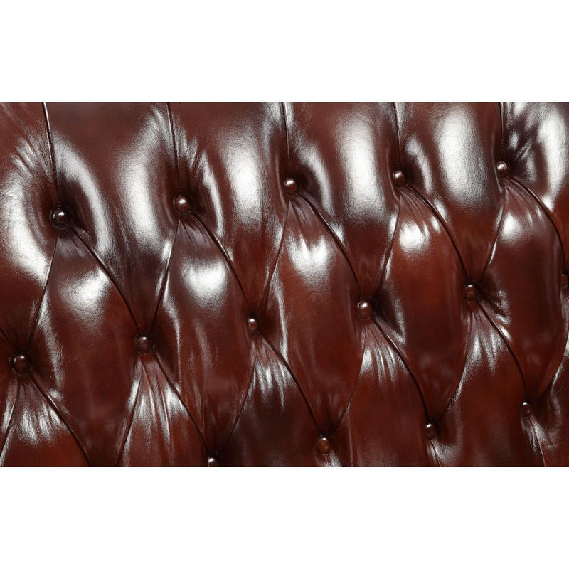 Eustoma - Loveseat - Cherry Top Grain Leather Match & Walnut - R&R Furniture Gallery (Fountain Valley, CA)