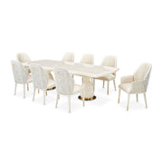 Lisbon - Double Pedestal Dining Table - Silken Matte Cream - R&R Furniture Gallery (Fountain Valley, CA)
