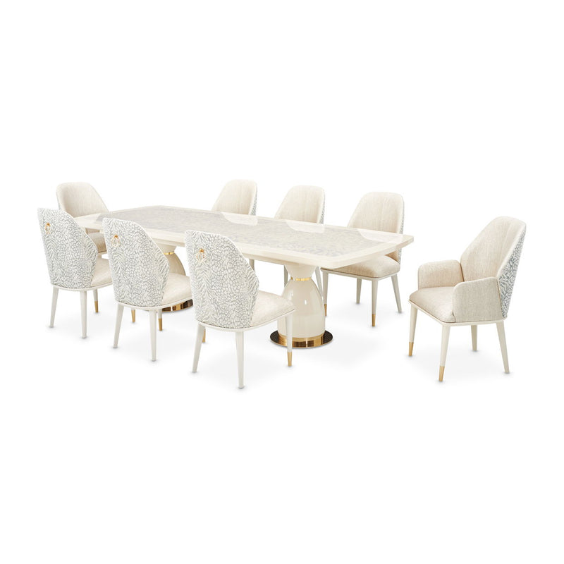 Lisbon - Double Pedestal Dining Table - Silken Matte Cream - R&R Furniture Gallery (Fountain Valley, CA)