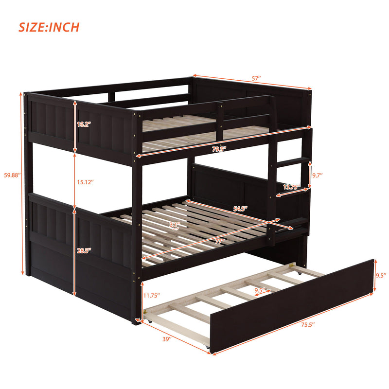 DreamHaus bunk bed with twin size trundle, featuring sturdy wood frame and space-saving design for kids' bedrooms.