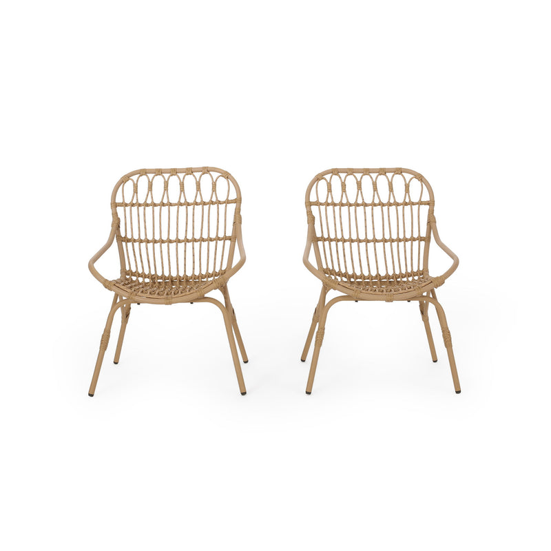 Noble House Monsoon outdoor accent chair with open weave design, stylish and comfortable chair set for outdoor seating.