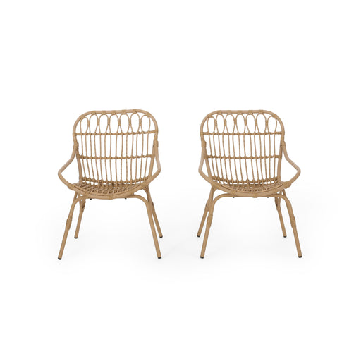 Noble House Monsoon outdoor accent chair with open weave design, stylish and comfortable chair set for outdoor seating.
