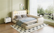 Queen Size Upholstered Platform Bed With 2 Reading Lights - White - R&R Furniture Gallery (Fountain Valley, CA)