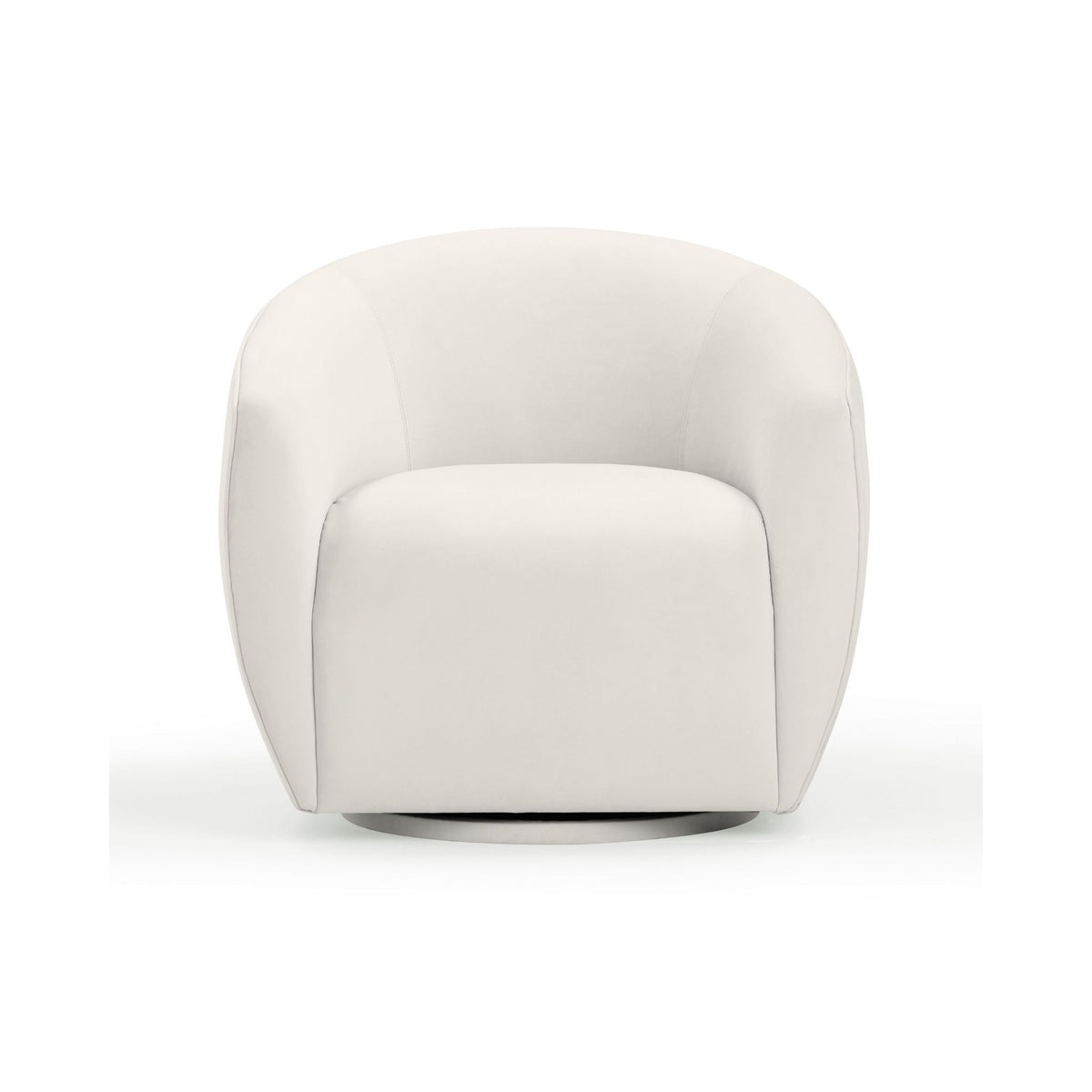 TOV Furniture Jordan velvet swivel chair with rounded back and chrome base, featuring plush fabric and modern design.