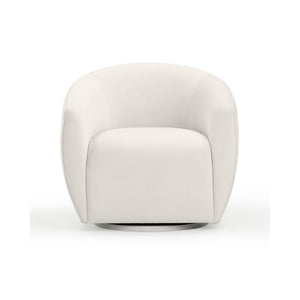 TOV Furniture Jordan velvet swivel chair with rounded back and chrome base, featuring plush fabric and modern design.