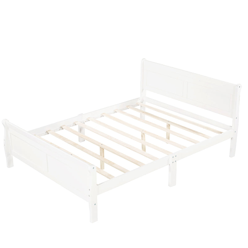 Platform Bed Frame Mattress Foundation Sleigh Bed With Headboard / Footboard / Wood Slat Suppor - R&R Furniture Gallery (Fountain Valley, CA)