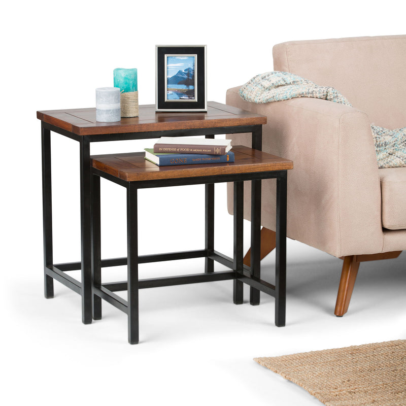 Skyler - 2 Piece Nesting Side Table - Dark Cognac Brown - R&R Furniture Gallery (Fountain Valley, CA)