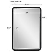 Uttermost Croften black vanity mirror with sleek frame, stylish and functional for modern bathroom or bedroom decor.