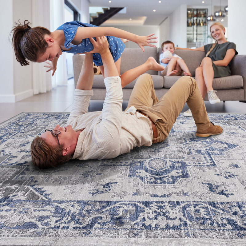 Marfi - 6' X 9' Oriental Area Rug - Blue / Gray - R&R Furniture Gallery (Fountain Valley, CA)