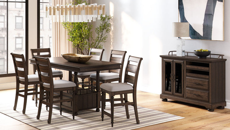 Upholstered Seat Ladderback Side Chair (Set of 2) - Coffee - R&R Furniture Gallery (Fountain Valley, CA)