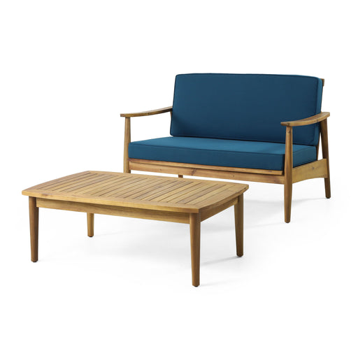 Outdoor Acacia Wood Loveseat Set With Coffee Table - R&R Furniture Gallery (Fountain Valley, CA)