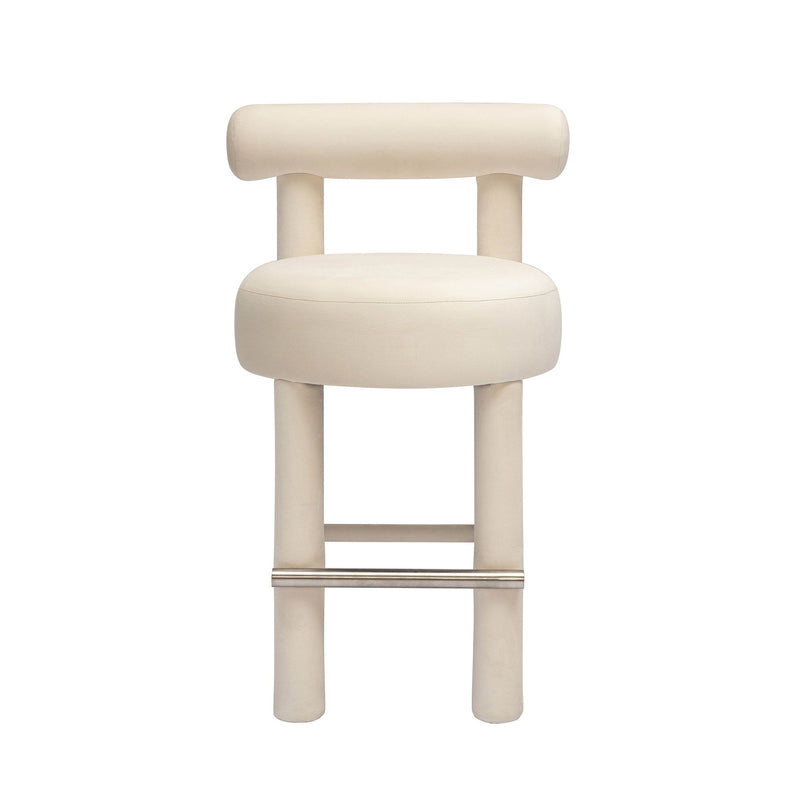 Carmel - Velvet Counter Stool - Cream - R&R Furniture Gallery (Fountain Valley, CA)