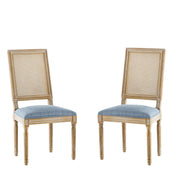French Country Dining Chair With Rectangular Cane Backrest And Smooth Upholstered Seating - R&R Furniture Gallery (Fountain Valley, CA)