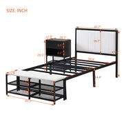 Platform Bed With 2 Tier Storage Shelves, Storage Cabinet - R&R Furniture Gallery (Fountain Valley, CA)