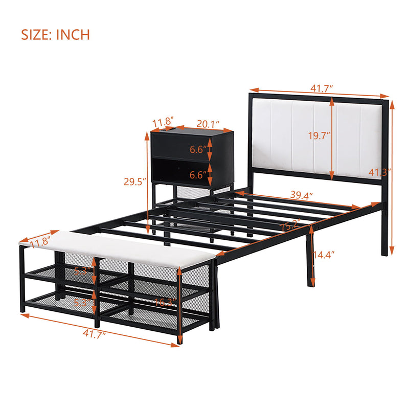 Platform Bed With 2 Tier Storage Shelves, Storage Cabinet - R&R Furniture Gallery (Fountain Valley, CA)