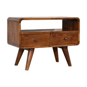 Solid Wood Curved Media Unit - R&R Furniture Gallery (Fountain Valley, CA)