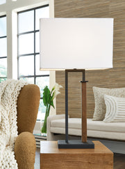 Voslen - Metal Table Lamp (Set of 2) - Black / Brown - R&R Furniture Gallery (Fountain Valley, CA)
