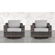 Outdoor Swivel Patio Chair With Cushions (Set of 2) - Brown - R&R Furniture Gallery (Fountain Valley, CA)