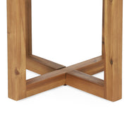 Noble House Ella square side table with cross stretcher base, wooden surface and modern design for living room decor.