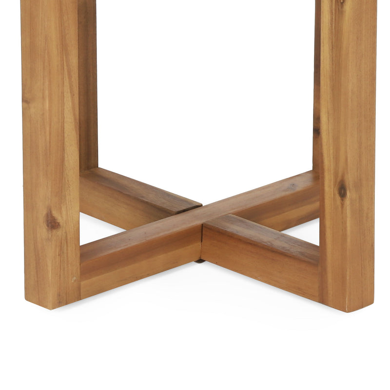 Noble House Ella square side table with cross stretcher base, wooden surface and modern design for living room decor.