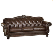 Anondale - Sofa - Espresso Top Grain Leather Match & Cherry - R&R Furniture Gallery (Fountain Valley, CA)