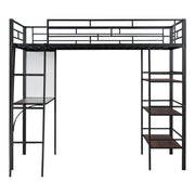 Loft Metal Bed With 3 Layers Of Shelves And Desk, Stylish Metal Frame Bed With board - R&R Furniture Gallery (Fountain Valley, CA)