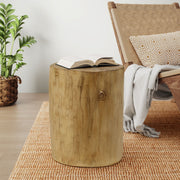 Hand Painted Wood Stump Style Outdoor Side Table - Light Brown - R&R Furniture Gallery (Fountain Valley, CA)