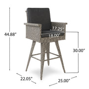 Outdoor Rattan Swivel Barstool With Water Resistant Cushion - Mixed Black / Dark Gray - R&R Furniture Gallery (Fountain Valley, CA)
