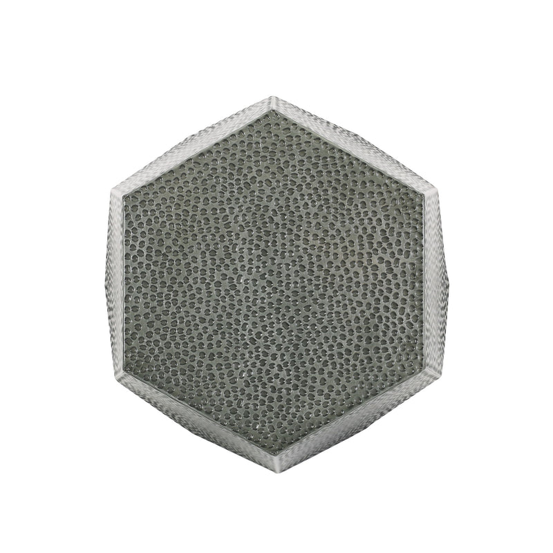 Modern hammered iron geometric end table by Noble House with a sleek, contemporary design and sturdy metal construction.