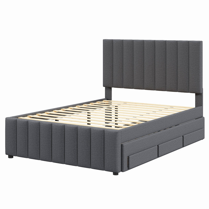 Upholstered Platform Bed With Twin Size Trundle And 3 Drawers - R&R Furniture Gallery (Fountain Valley, CA)