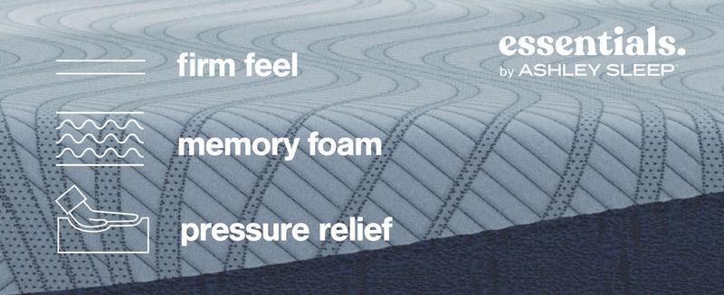 Sierra Sleep® by Ashley Peak 2.0 8-inch Memory Foam Mattress showing a neatly made bed with plush, white memory foam bedding