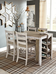 Skempton - Rectangular Counter Table With Storage - White - R&R Furniture Gallery (Fountain Valley, CA)