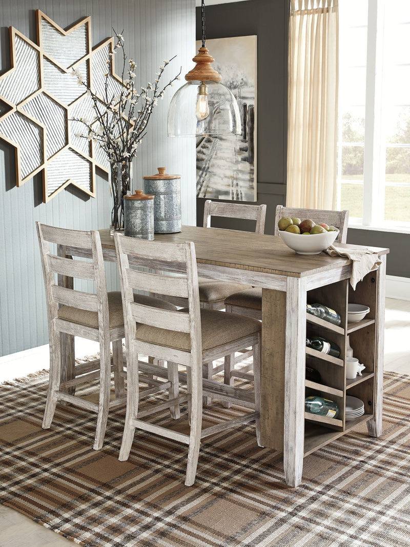 Skempton - Rectangular Counter Table With Storage - White - R&R Furniture Gallery (Fountain Valley, CA)