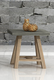 Civic Modern Concrete & Acacia End Table