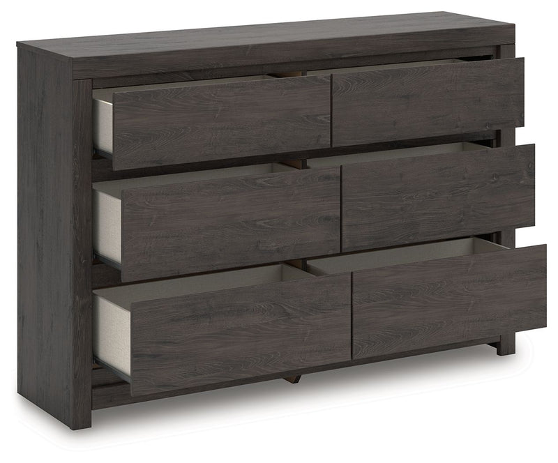 Fraluna - Six Drawer Dresser - Charcoal - R&R Furniture Gallery (Fountain Valley, CA)