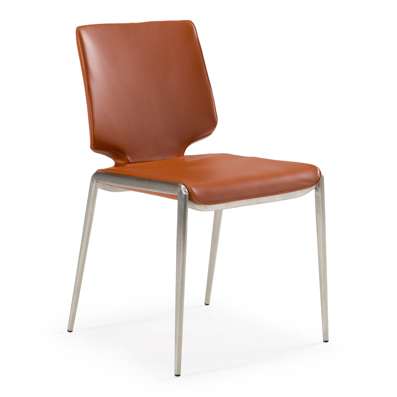 Eileen - Modern Cognac Eco-Leather Dining Chair (Set of 2) — view 2