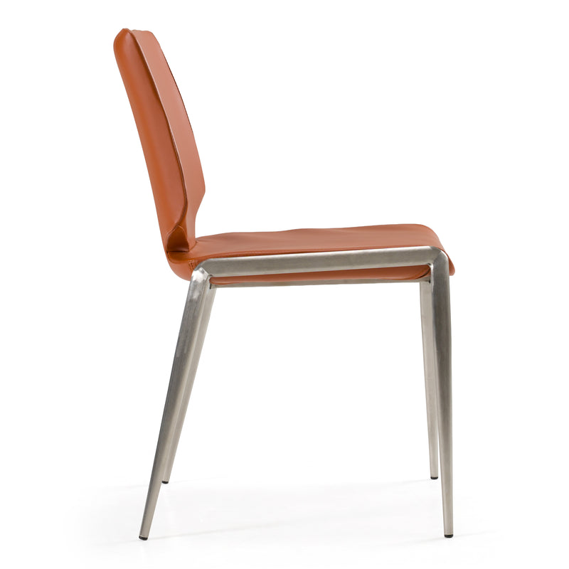 Eileen - Modern Cognac Eco-Leather Dining Chair (Set of 2) — view 3