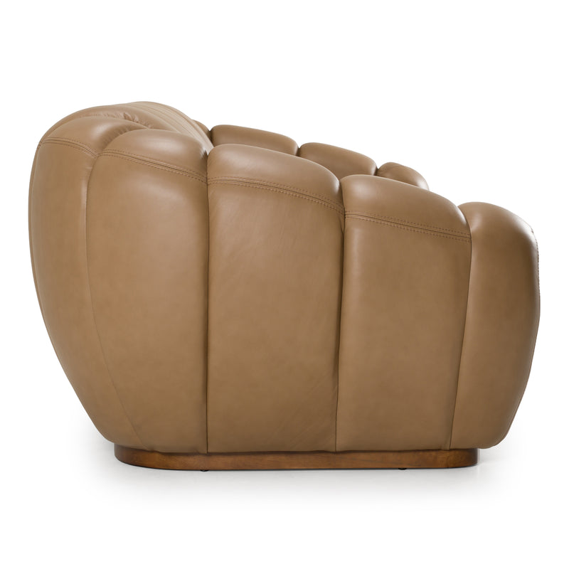 Ekwok - Modern Tan Leather Sofa — view 2