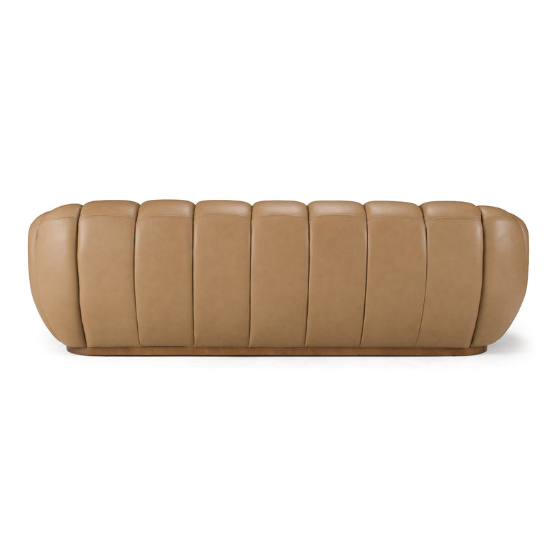 Ekwok - Modern Tan Leather Sofa — view 3