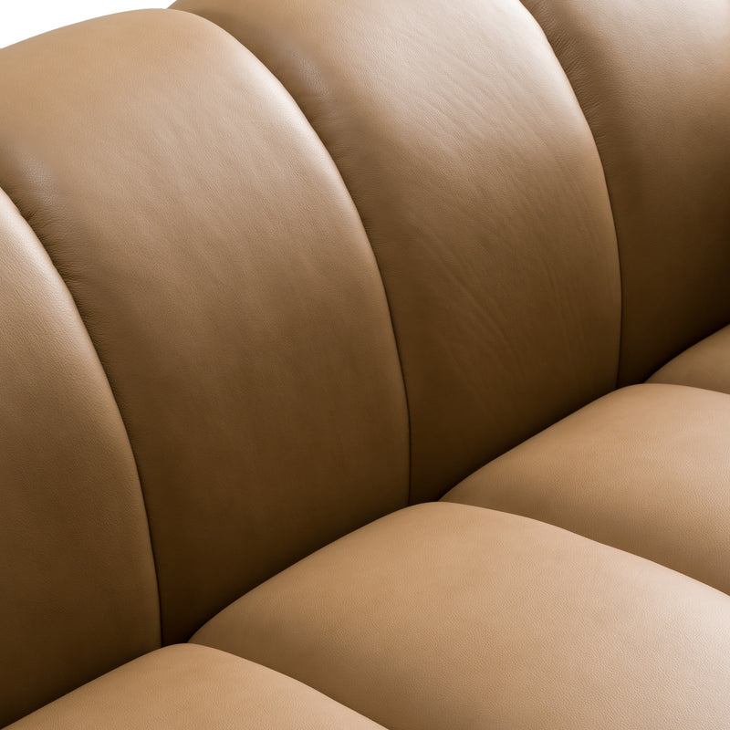 Ekwok - Modern Tan Leather Sofa — view 5