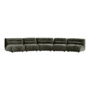 Elias - Modern Green Fabric Curved Modular Sectional Sofa — view 2
