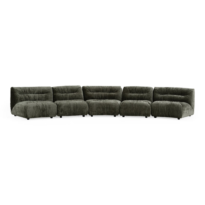 Elias - Modern Green Fabric Curved Modular Sectional Sofa — view 2